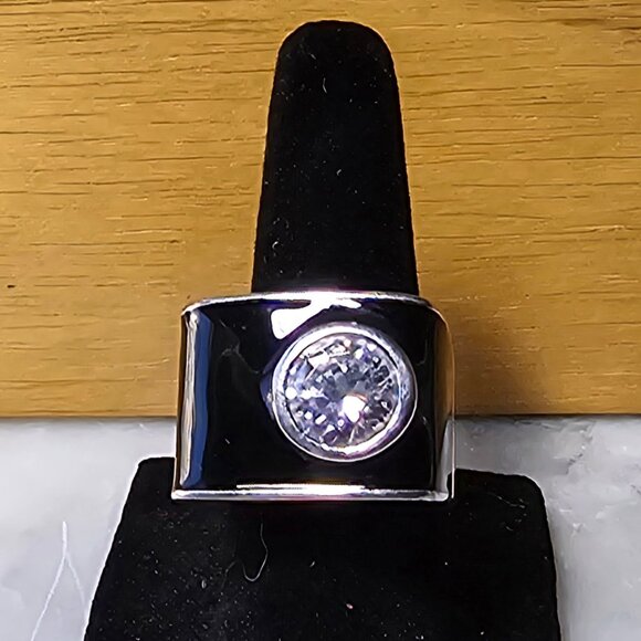 Ross-Simons Sterling Silver and Rhinestone Ring - Picture 1 of 12